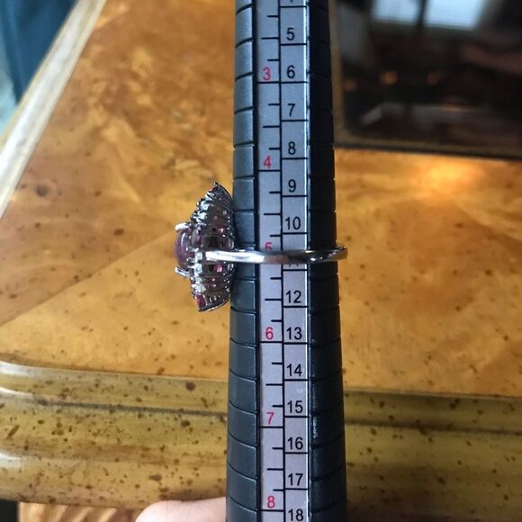 Natural Star Ruby Sterling Silver Cocktail Ring Size 5 - Picture 6 of 14